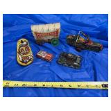 Tin lithograph toys incl. noise clacker and other