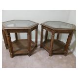 Pair of glass top side tables