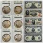 LARGE NOTES, OGH GRADED COINS, CURRENCY, & more