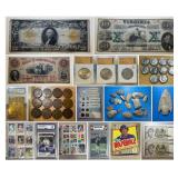 ARTIFACTS, KNIVES, COINS, CURRENCY & CARD AUCTION
