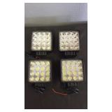 (4) Square LED 12 Volt Lights