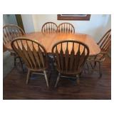 Eagle Industries Oak dining table, 6 chairs, 1