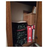 Contents of cupboard, Christmas lights!