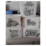 5 Christmas village houses. Heritage village