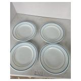4 Blue ring plates Pyrex tableware by Corningware