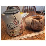 McCoy? Cookie jar & carved coconut monkey