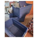 3 large storage totes w/ lids & 3 smaller