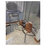 Spring rocking hirse toy & vtg metal high chair