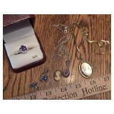 Cameo pendants, sz 8 ring +