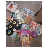 Kids books & 45 rpm vinyl record albums