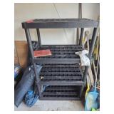 2 Plastic Shelves and trash can