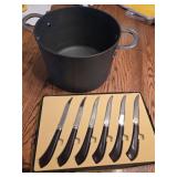 Quikut steak knives & 8 qt stock pot w/ lid