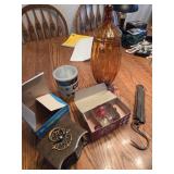 Vtg items - coasters set, host-s-set, coffee tin