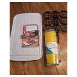 BBQ trays, plastic tumblers, campfire burger