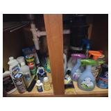 Cleaners under kitchen sink