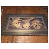 Framed religious floral picture
