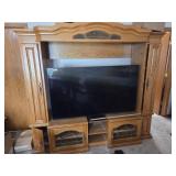 Oak entertainment center cabinet - fits 65" tv as