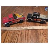2 Tonka toy trucks & motorcycle