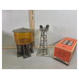 Lionel water tower and Flood light tower O gauge,