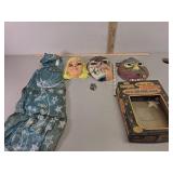 Vintage Halloween masks and costume pieces