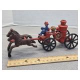 Cast Iron Horse Drawn Fireman Firetruck