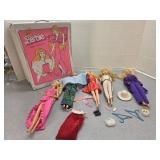 Barbie Dolls and trunk case +