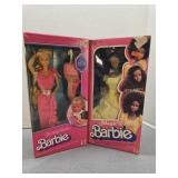 2 1980s Barbie dolls , twirly curls , magic curl