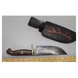 Arehart Handmade Hunting Knife w/ Leather Sheath
