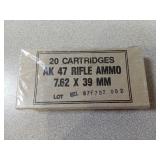 AK 47 Rifle Ammo, 7.62X39mm, 20 Rounds,  Box