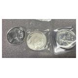 X3 - 1 tr oz 999 silver buffalo rounds = 3oz total