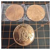 *X3 .999 fine Copper rounds - various designs