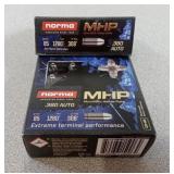 X2 Norma MHP .380 Auto 20 rds / box ammo