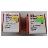 X2 Hornady 20 Cal bullets V-Max  100 / box