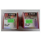 X2 Hornady 22 Cal 53gr V-Max 100 bullets / box