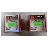 X2 Hornady 22 Cal 53gr V-Max 100 bullets / box