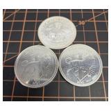 *3x 1oz 999 silver rounds,  2 Latin lions and USA