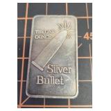 "Silver bullet" 1oz 999 silver art bar  bullion