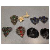 Vintage pins, shoe clips, fur clip