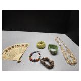 Assorted vintage jewelry bracelets, necklace &