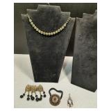 Assorted costume Jewelry Pieces necklace, brooch,
