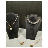 Assorted costume Jewelry necklaces & 1928Locket