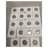 19 buffalo nickels, mostly 1930s