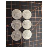 6, 1964 silver Kennedy half dollars 90% silver