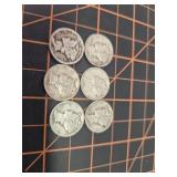 6 silver Mercury dimes