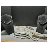 Assorted Beaded Necklaces blacks, Grey