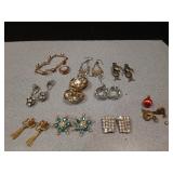 Assortment costume Jewelry earrings, clip ons,