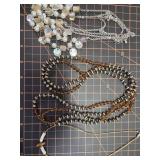 3 vintage shell and tigers eye necklaces