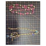 2 vintage pastel and gold necklaces
