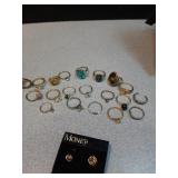 Assorted costume Jewelry rings & earrings