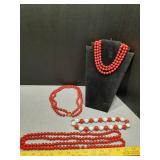 Vintage mid Century red beads